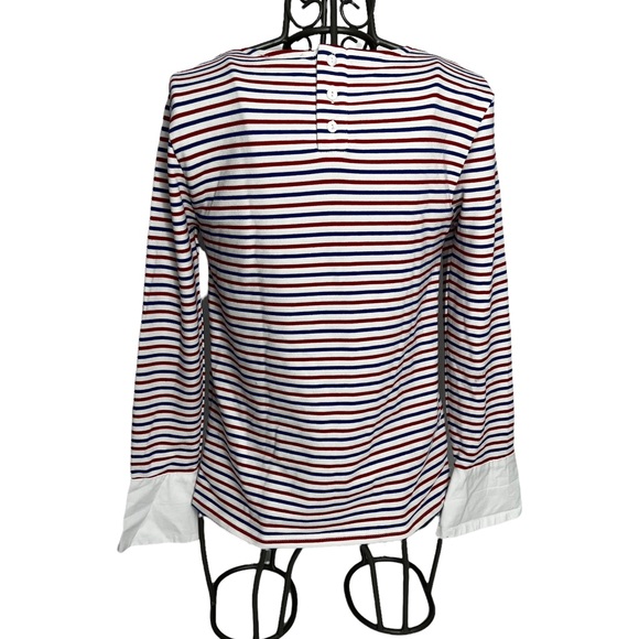 Anthropologie Deletta Striped Fourth of July Long Sleeve Shirt Size Small - Picture 8 of 11